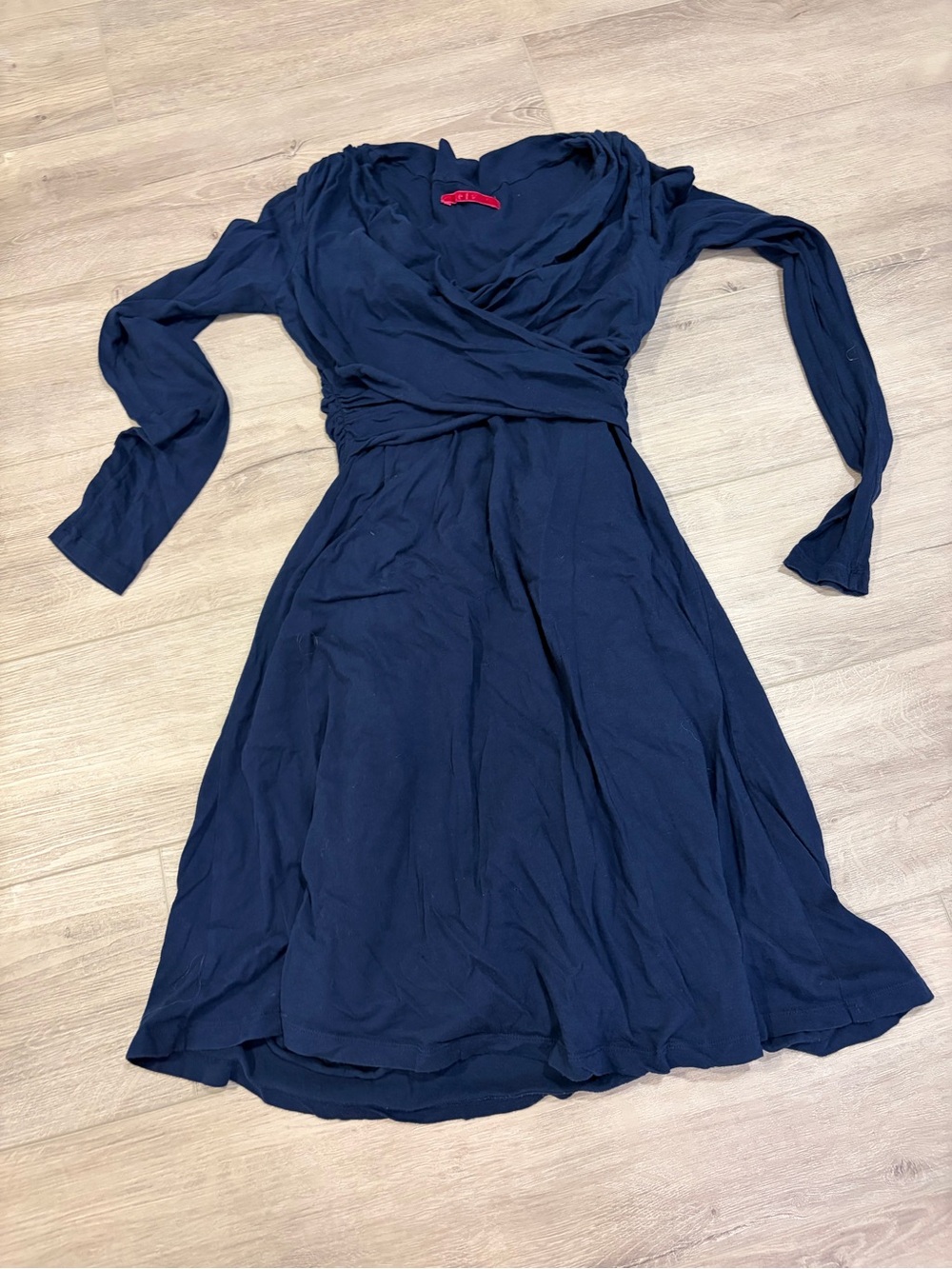 Velvet Navy Long Sleeve Wrap Dress